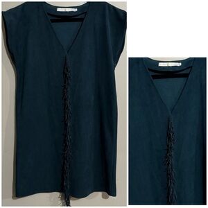 Marie Oliver Dark Teal Dress with Fringe Detail